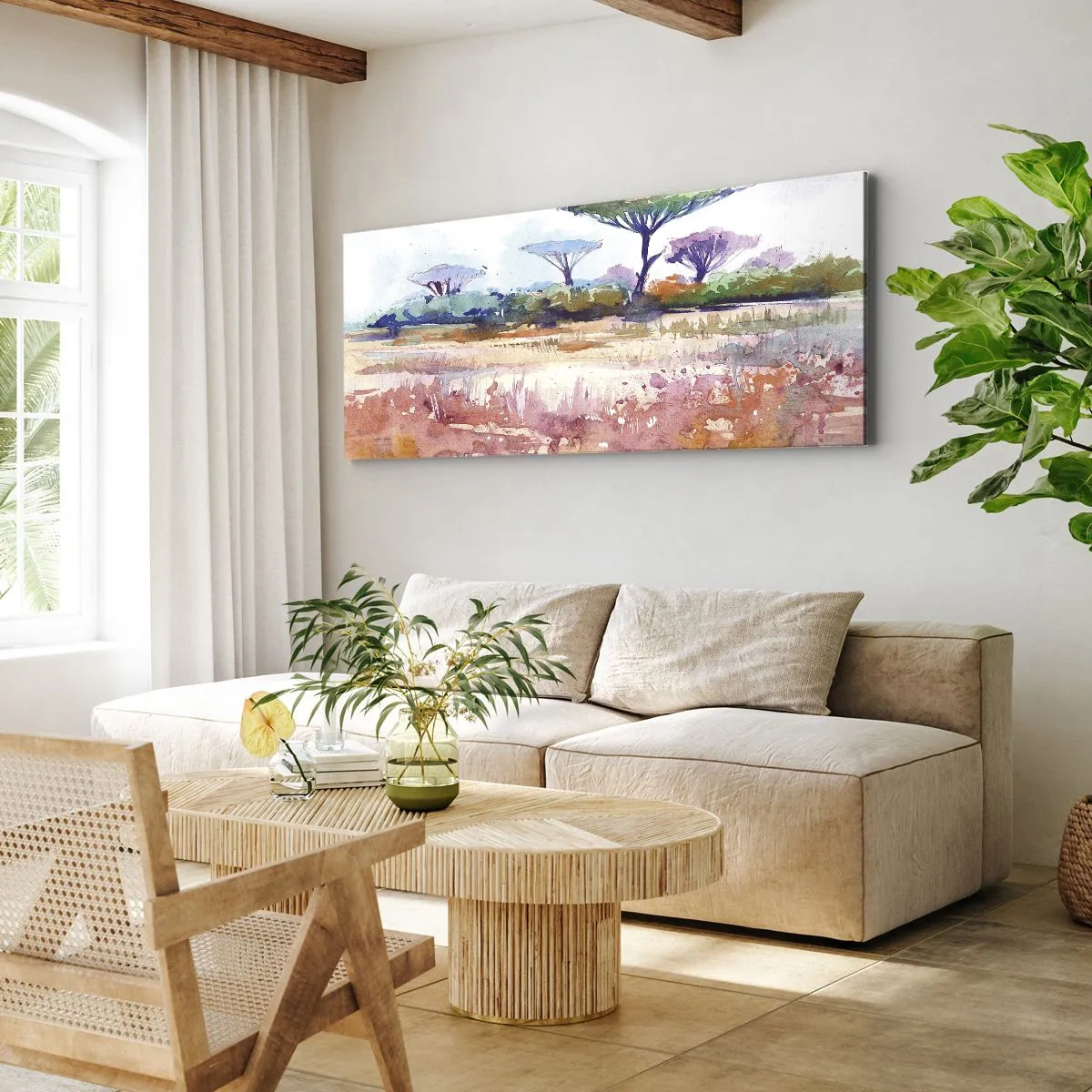 Cuadro sobre lienzo - Impresión de Imagen - Colores de la sabana - 100x40 cm