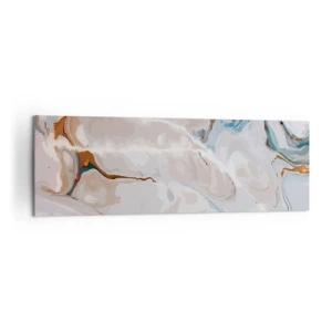 Cuadro sobre lienzo - Impresión de Imagen - Patrón abstracto en tonos de blanco y azul. - 160x50cm - El azul serpentea por el blanco - Decoración de pared moderna para salón y dormitorio ARTTOR