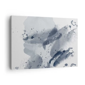 Cuadro sobre lienzo - Impresión de Imagen - Manchas abstractas en tonos azules sobre un fondo claro - 70x50cm - Un estudio sobre la naturaleza del agua - Decoración de pared moderna para salón y dormitorio ARTTOR
