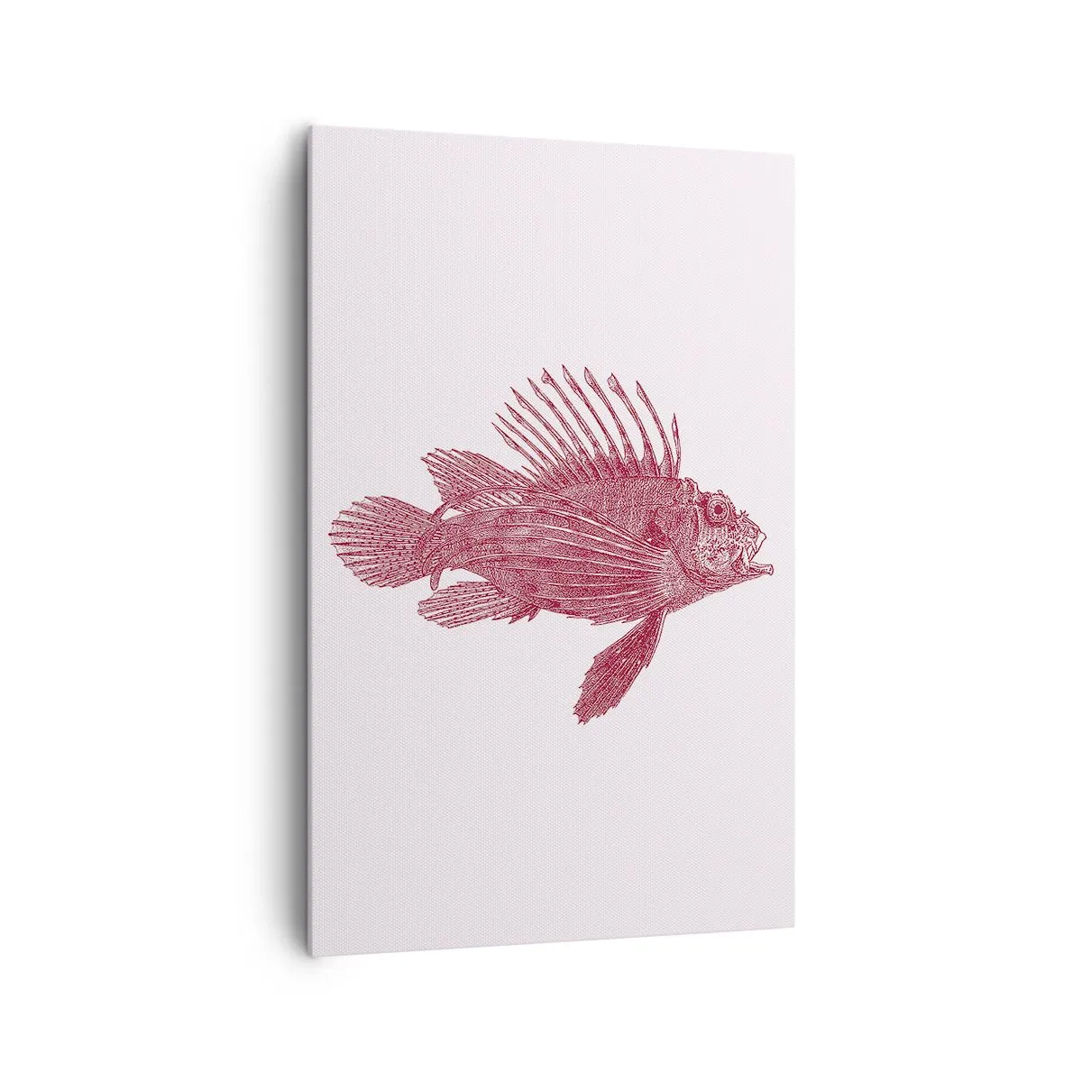 Cuadro sobre lienzo - Impresión de Imagen - Dibujo de un pez en tono rojo. - 80x120cm - Un habitante de aguas exóticas - Decoración de pared moderna para salón y dormitorio ARTTOR