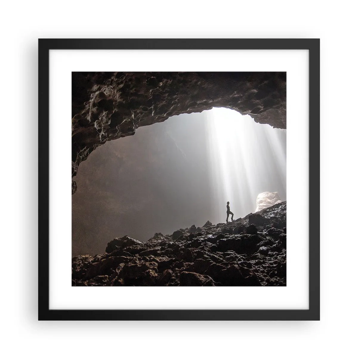Póster en marco negro - Gruta luminosa - 40x40 cm