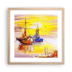 Póster en marco roble claro - Un merecido descanso en el puerto - 40x40 cm