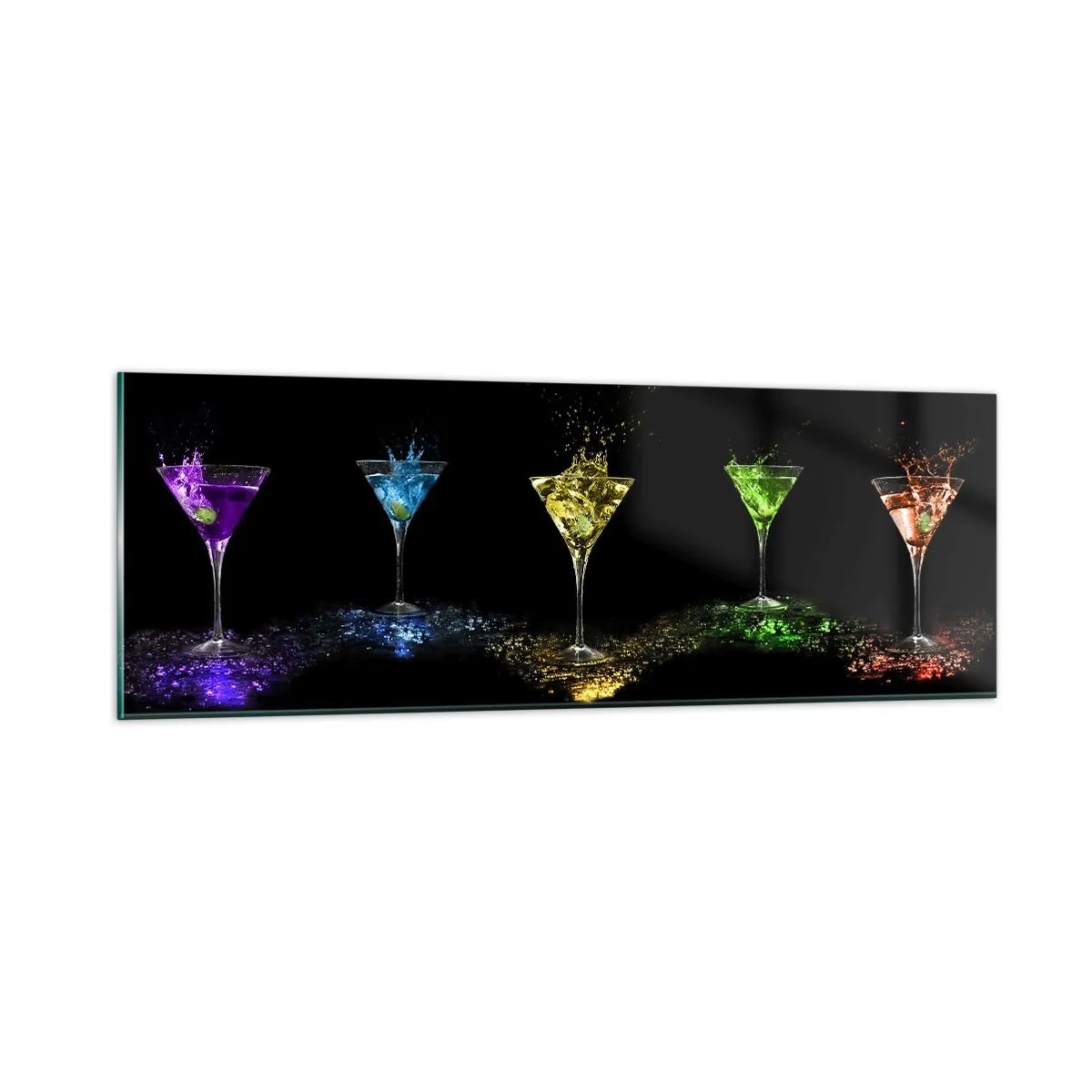 Cuadro sobre vidrio - Impresiones sobre Vidrio - Los colores de la alegría en una copa de cristal - 90x30 cm