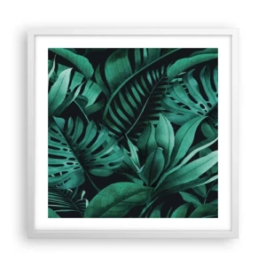 Póster en marco blanco - Profundidad del verde tropical - 50x50 cm