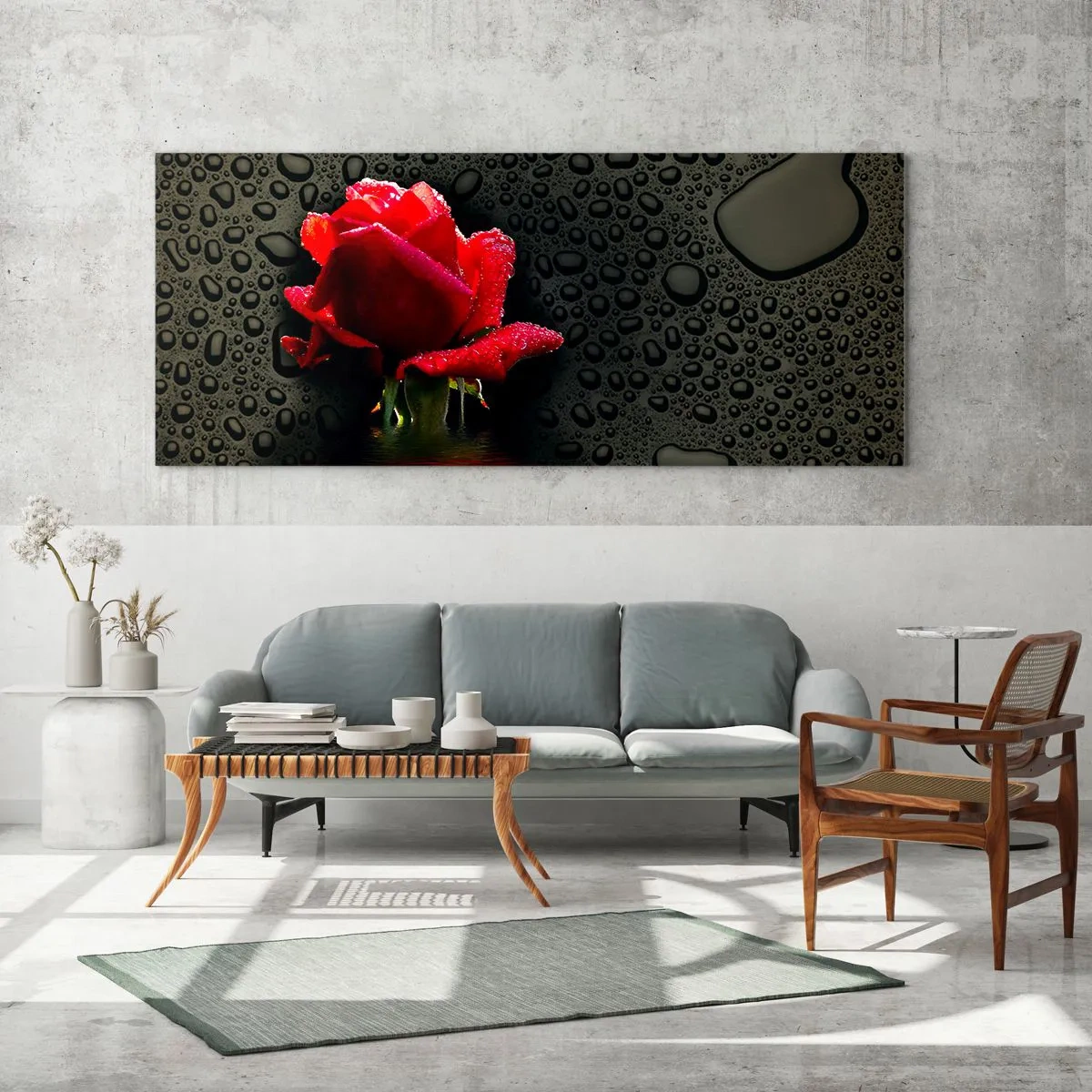 Cuadro sobre vidrio - Impresiones sobre Vidrio - Rojo y negro - 100x40 cm