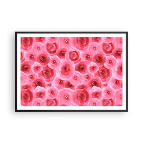 Póster en marco negro - Delicadas rosas en tonos pastel de rosa. - 100x70cm - Rosas abajo y arriba - Decoración de pared moderna para salón y dormitorio ARTTOR