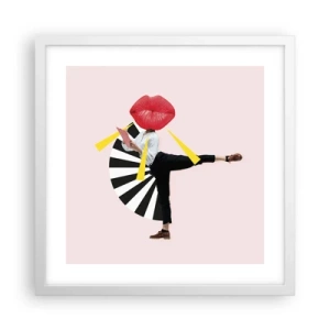 Póster en marco blanco - Arte pop surrealista - 40x40 cm