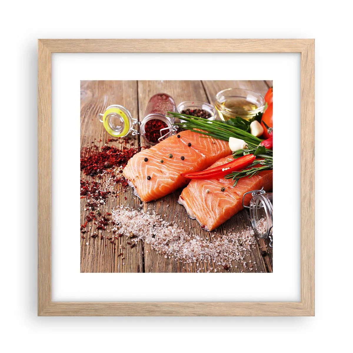 Póster en marco roble claro - Una aventura noruega en la cocina - 30x30 cm