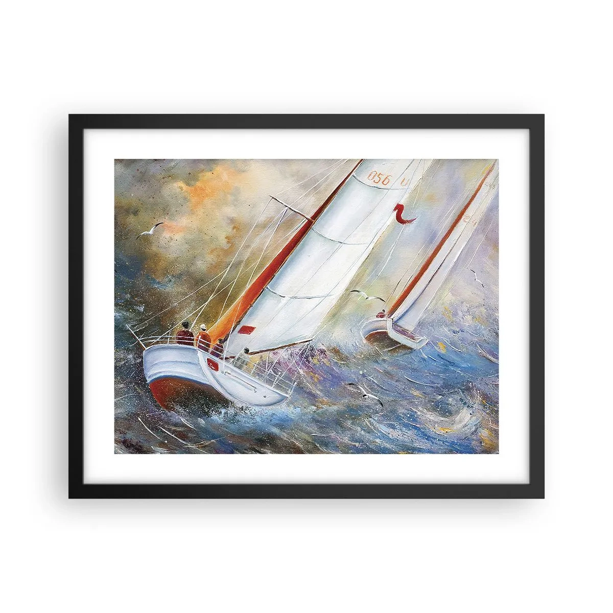 Póster en marco negro - Surcando las olas - 50x40 cm