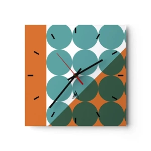Reloj de pared - Reloj de vidrio - Patrones geométricos en colores contrastantes - 30x30cm - Hacia arriba y en diagonal - Decoración de pared moderna para salón y dormitorio ARTTOR