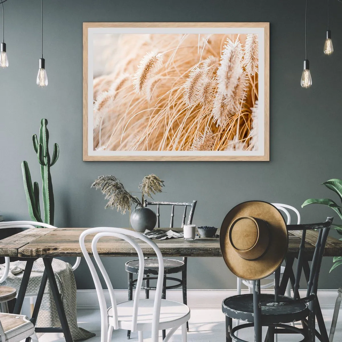 Póster en marco roble claro - El dorado susurro de las hierbas - 91x61 cm