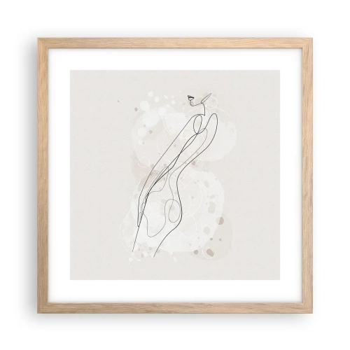 Póster en marco roble claro - Una mirada no dice nada y al mismo tiempo lo dice todo - 40x40 cm