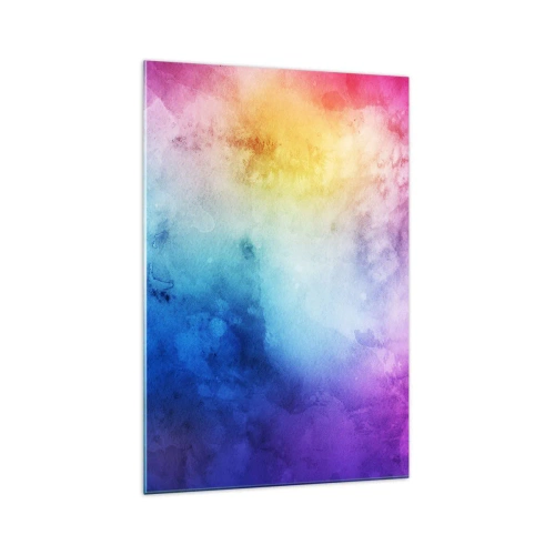 Cuadro sobre vidrio - Impresiones sobre Vidrio - Una composición abstracta en tonos pastel de rosa y azul. - 70x100cm - Casi en el séptimo cielo - Decoración de pared moderna para salón y dormitorio ARTTOR