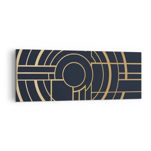 Cuadro sobre lienzo - Impresión de Imagen - Patrón geométrico con líneas doradas. - 140x50cm - Giro de los elementos - Decoración de pared moderna para salón y dormitorio ARTTOR