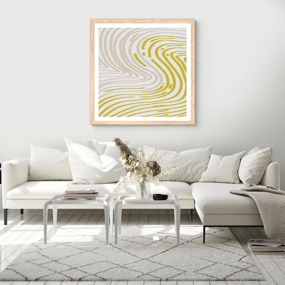 Póster en marco roble claro - Composición curvada - 50x50 cm