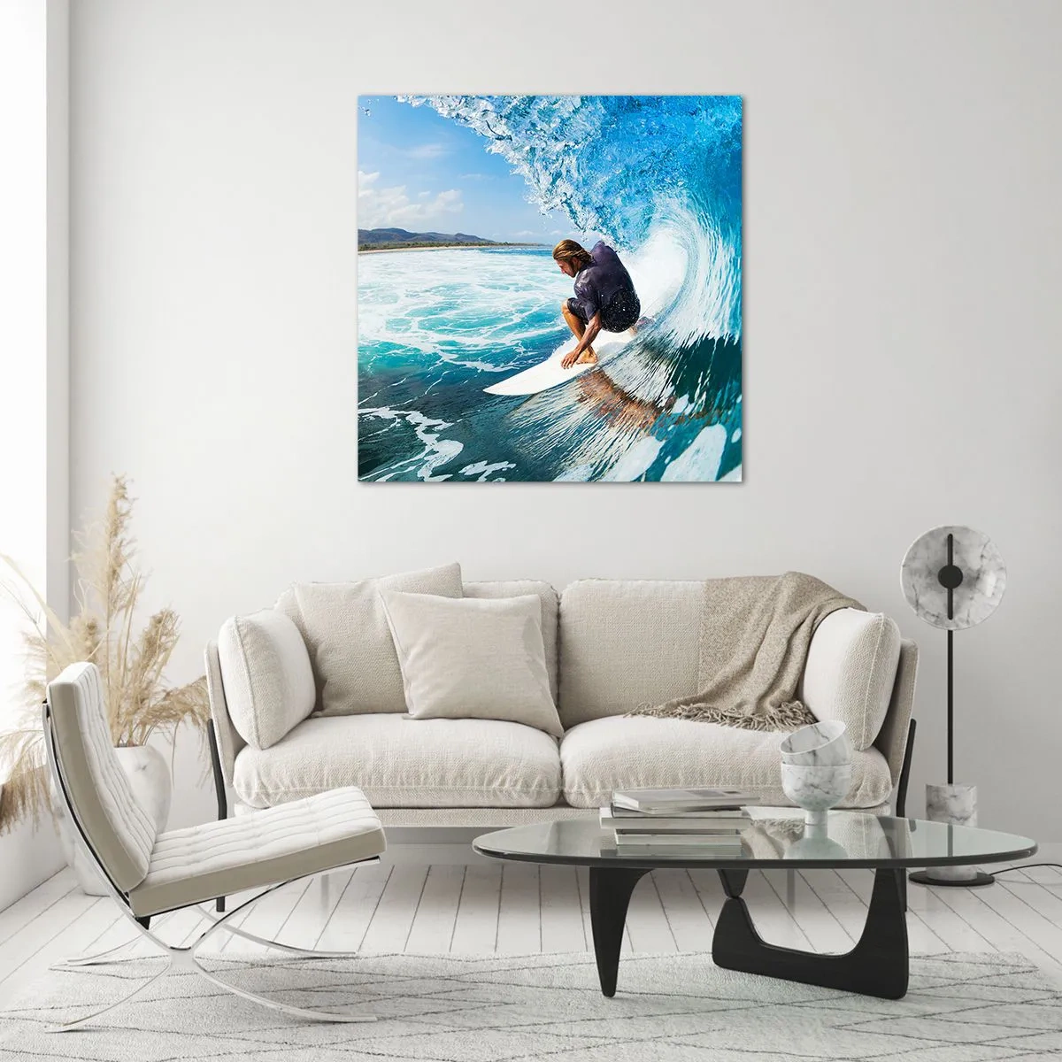 Cuadro sobre vidrio - Impresiones sobre Vidrio - Bailando con las olas - 40x40 cm