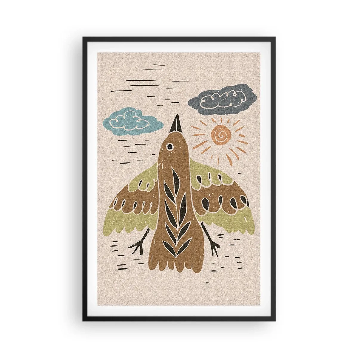 Póster en marco negro - Vuelo alegre - 61x91 cm