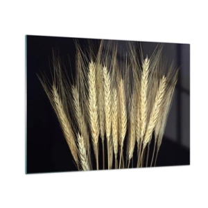 Cuadro sobre vidrio - Impresiones sobre Vidrio - Grano en tonos cálidos sobre fondo negro - 70x50cm - Magia rústica - Decoración de pared moderna para salón y dormitorio ARTTOR