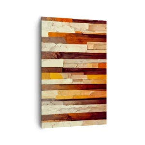 Cuadro sobre lienzo - Impresión de Imagen - Composición geométrica en tonos madera y dorado. - 80x120cm - Himno de los árboles del bosque - Decoración de pared moderna para salón y dormitorio ARTTOR