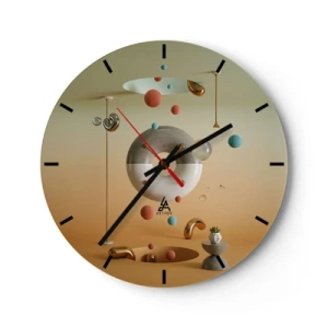 Reloj de pared - Reloj de vidrio - Composición abstracta con esferas y formas geométricas. - 30x30cm - Todo puede suceder - Decoración de pared moderna para salón, cocina y dormitorio ARTTOR