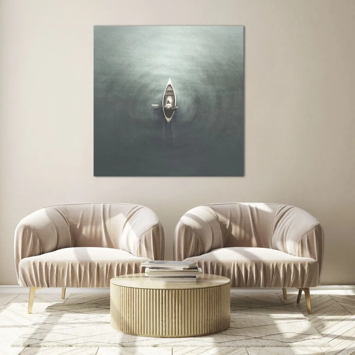 Cuadro sobre vidrio - Impresiones sobre Vidrio - A través de un lago iluminado por la luna - 70x70 cm