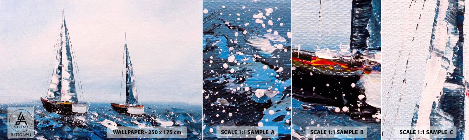 Muestra De Fotomural Standard Eco - Hermandad del viento - Veleros, Paisaje, Playa - 100x30 cm