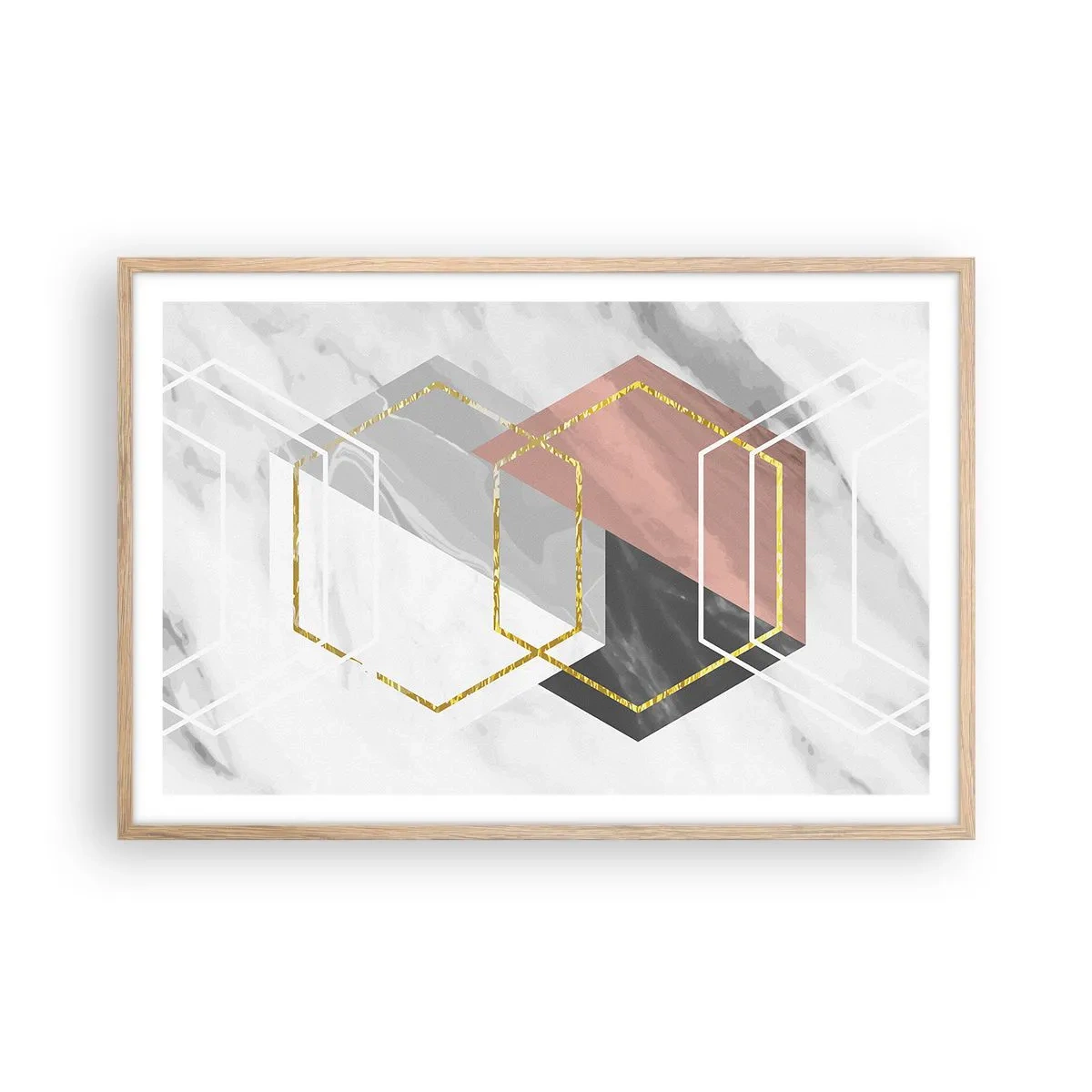 Póster en marco roble claro - Composición en cadena - 91x61 cm