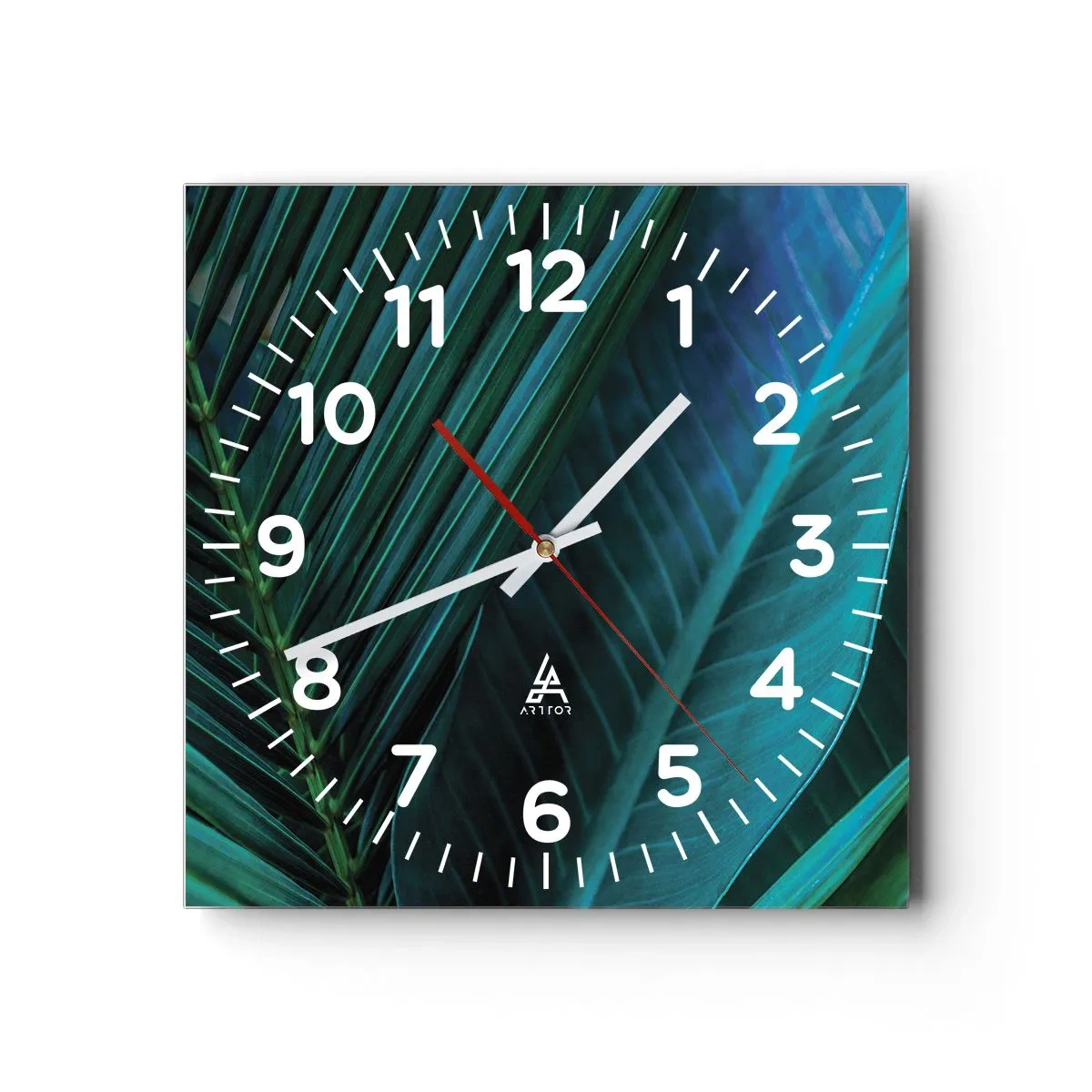 Reloj de pared - Reloj de vidrio - Anatomía del verde - 30x30 cm