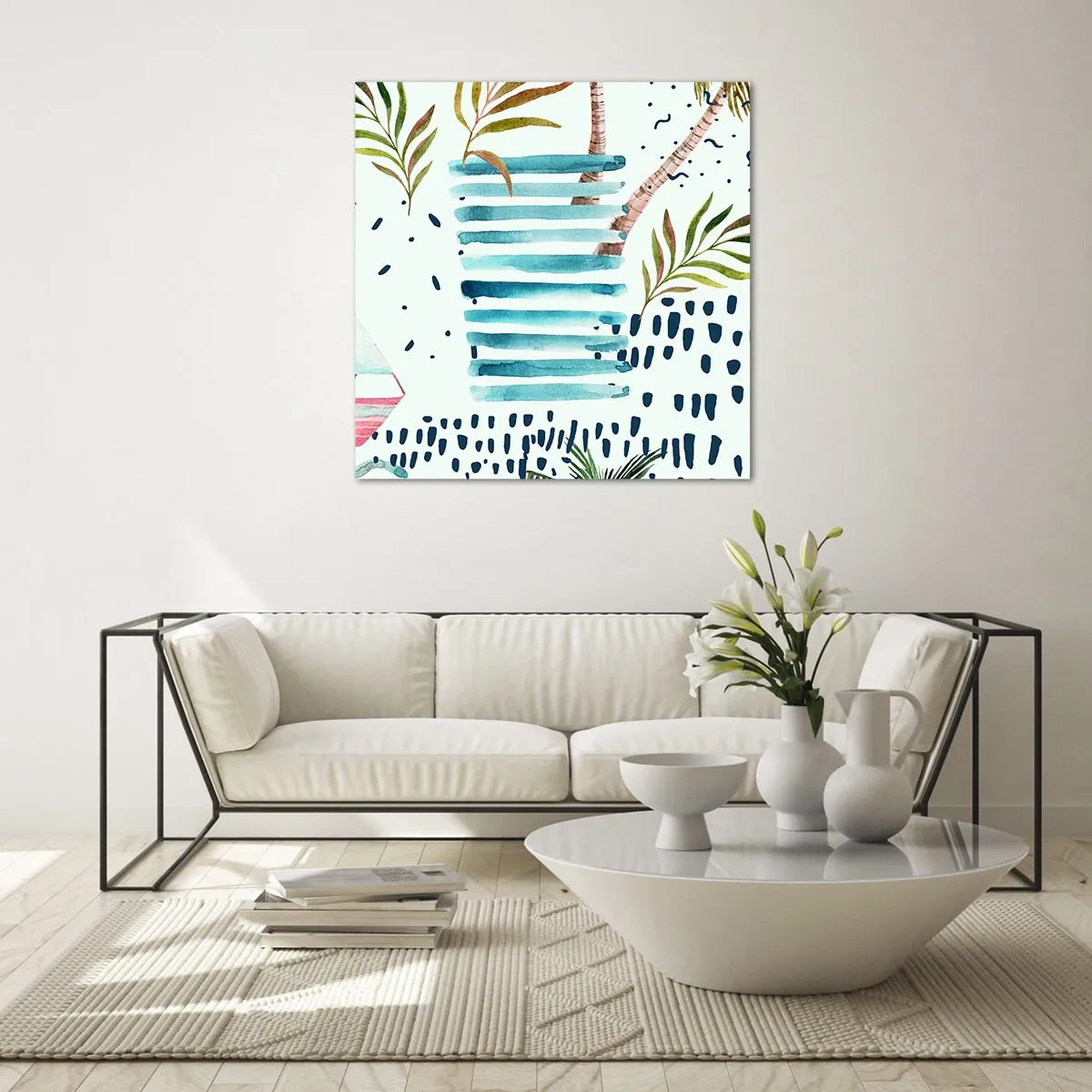 Cuadro sobre vidrio - Impresiones sobre Vidrio - Vacaciones bajo las palmeras - 70x70 cm