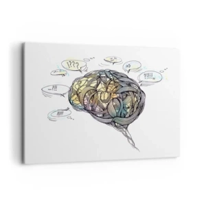 Cuadro sobre lienzo - Impresión de Imagen - Una visión artística del cerebro con elementos coloridos. - 120x80cm - El hombre, el gran enigma - Decoración de pared moderna para salón y dormitorio ARTTOR