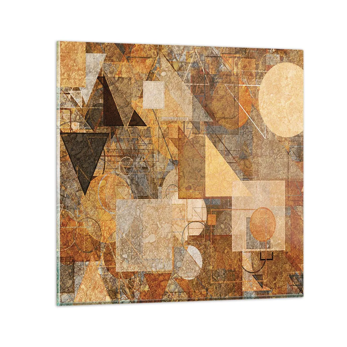 Cuadro sobre vidrio - Impresiones sobre Vidrio - Estudio cubista en bronce - 30x30 cm