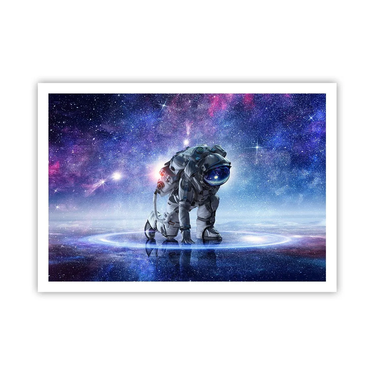 Póster - Astronauta en un paisaje galáctico - 100x70cm - Cielo estrellado sobre mí - Decoración de pared moderna para salón y dormitorio ARTTOR