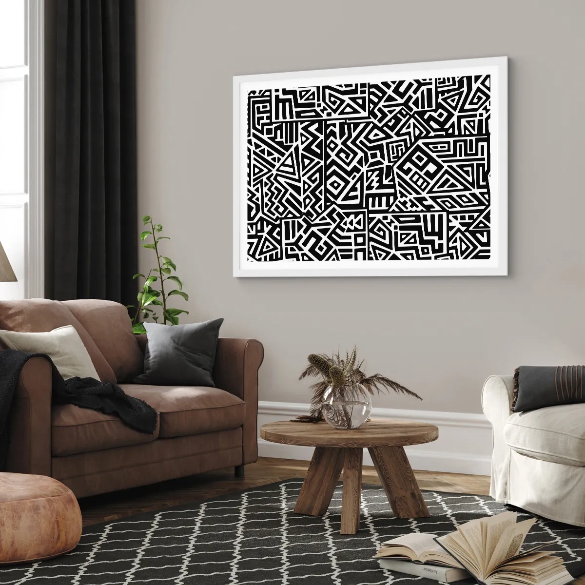 Póster en marco blanco - Composición precolombina - 70x50 cm