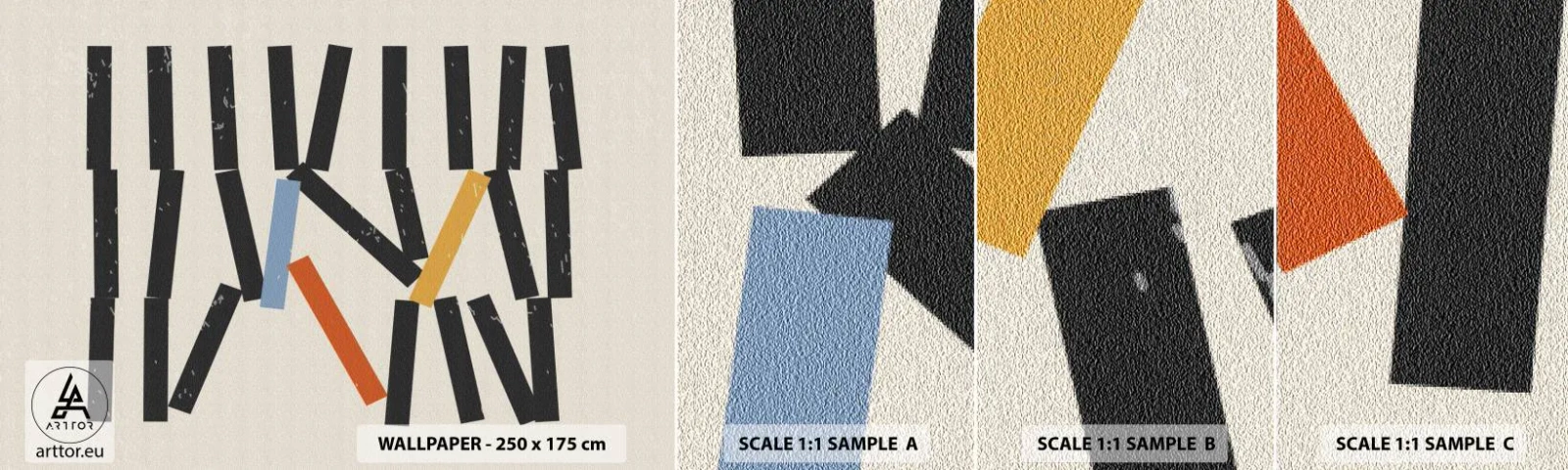 Muestra De Fotomural Standard Eco - Dominó - composición - Minimalismo, inconformista, Contemporáneo - 100x30 cm