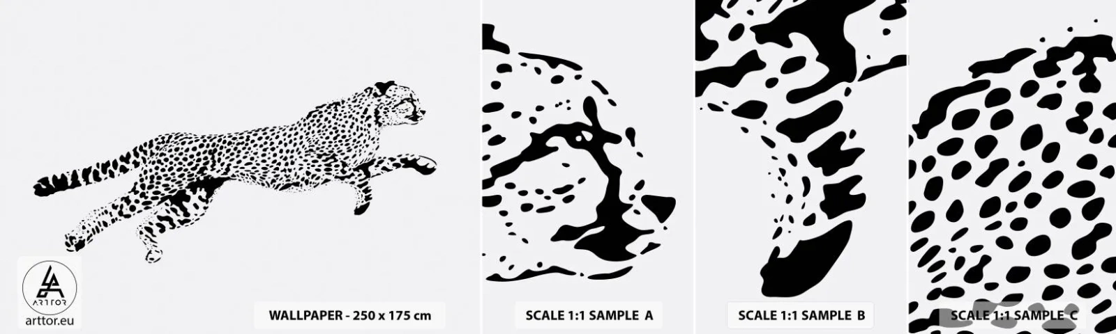 Muestra de fotomural autoadhesivo Deluxe Sticker - El más veloz del mundo - animales, Guepardo, gato salvaje - 100x30 cm