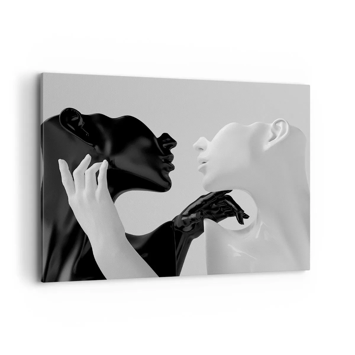 Cuadro sobre lienzo - Impresión de Imagen - Siluetas en blanco y negro en primer plano dinámico - 100x70cm - Atracción - deseo - Decoración de pared moderna para salón y dormitorio ARTTOR