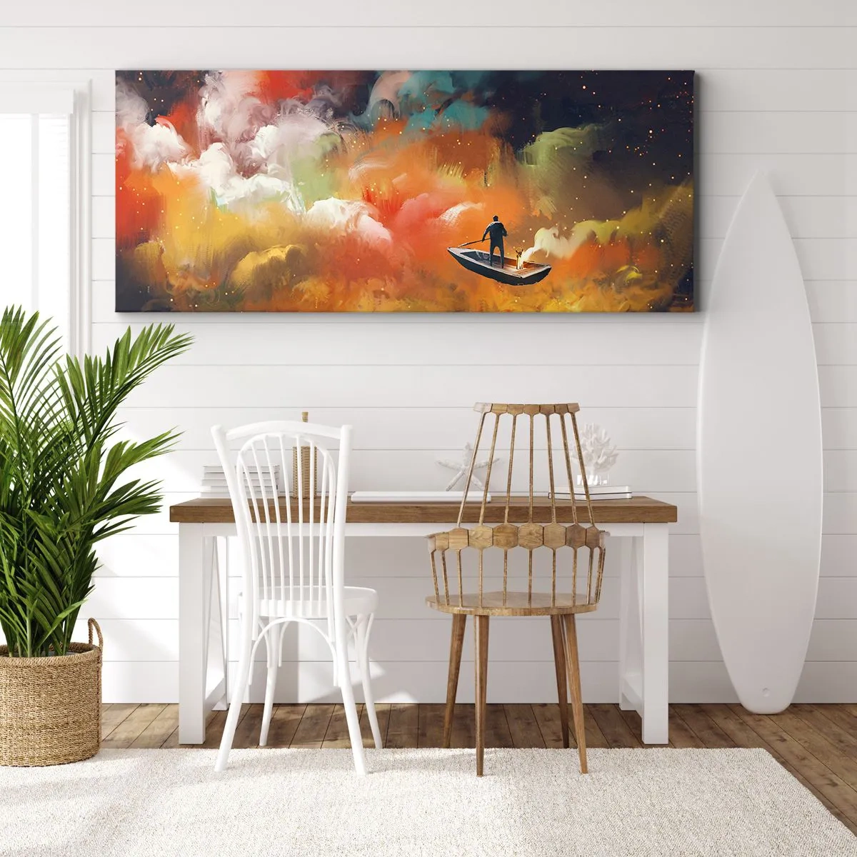 Cuadro sobre lienzo - Impresión de Imagen - En barco por la galaxia - 90x30 cm