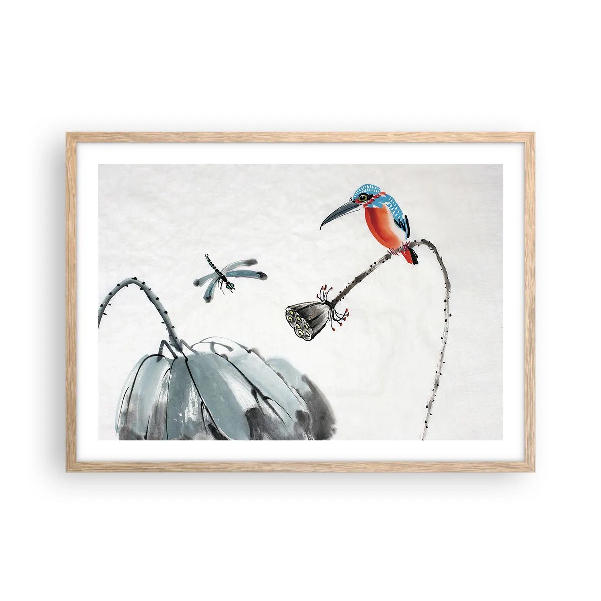 Póster en marco roble claro - La vida de la pradera - 70x50 cm
