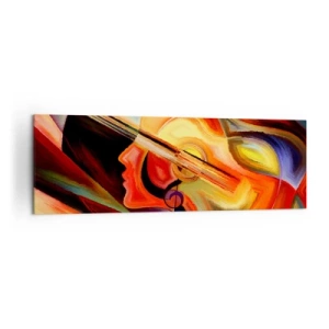 Cuadro sobre lienzo - Impresión de Imagen - Abstracción colorida inspirada en la música y la guitarra. - 160x50cm - Juego musical - Decoración de pared moderna para salón y dormitorio ARTTOR