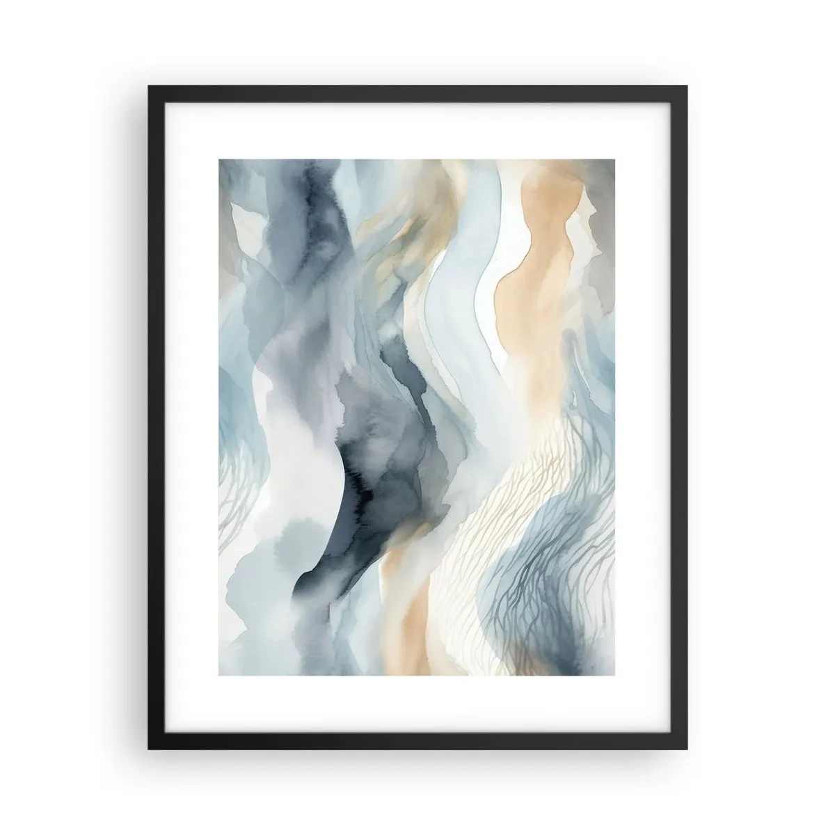 Póster en marco negro - Abstracción de nieve y niebla - 40x50 cm