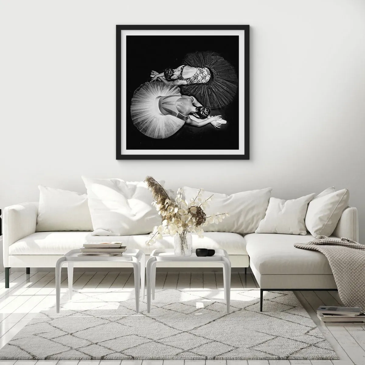 Póster en marco negro - Yin y yang: el equilibrio perfecto - 30x30 cm