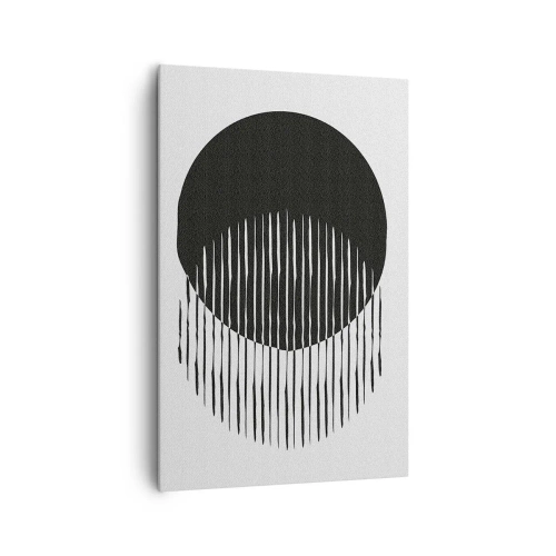 Cuadro sobre lienzo - Impresión de Imagen - Dos círculos superpuestos con líneas blancas y negras. - 80x120cm - Su alter ego - Decoración de pared moderna para salón y dormitorio ARTTOR