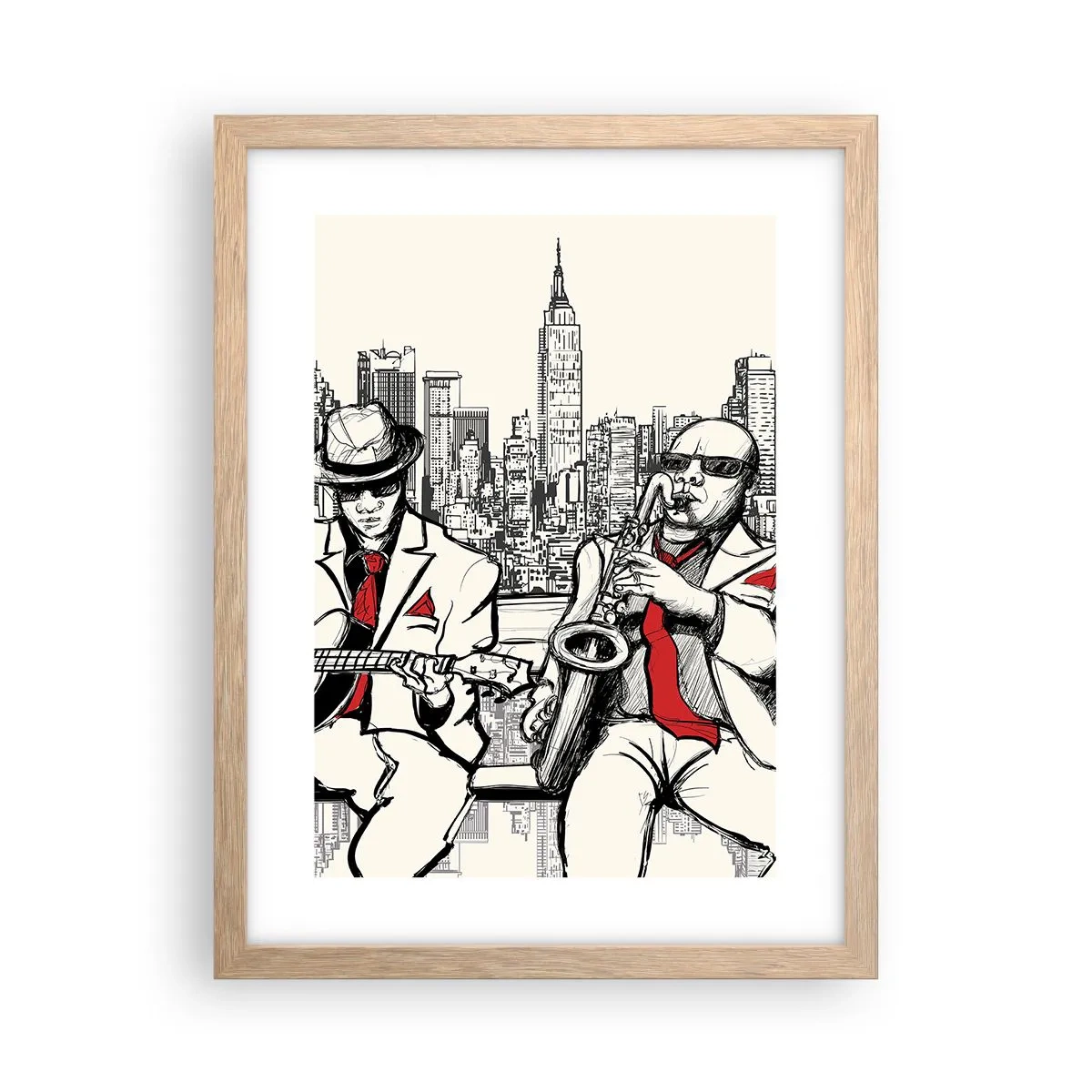 Póster en marco roble claro - Improvisación en Nueva York - 30x40 cm
