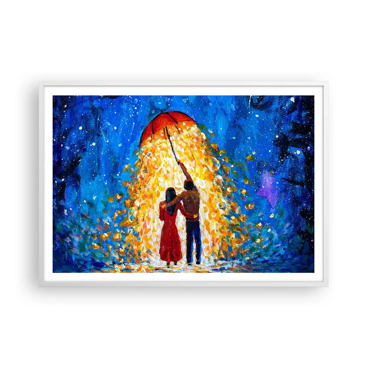 Póster en marco blanco - La magia de una tarde lluviosa - 100x70 cm