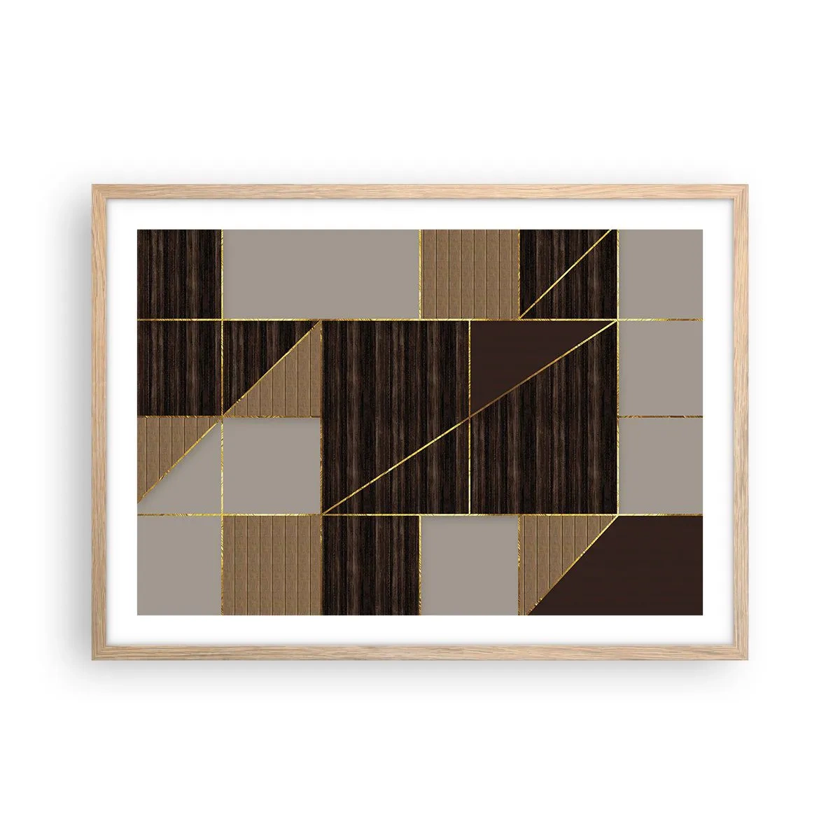 Póster en marco roble claro - Un mosaico de marrones y dorados - 70x50 cm