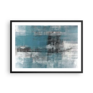 Póster en marco negro - Una composición abstracta en tonos azules con textura y capas. - 70x50cm - Agua y aire - Decoración de pared moderna para salón y dormitorio ARTTOR