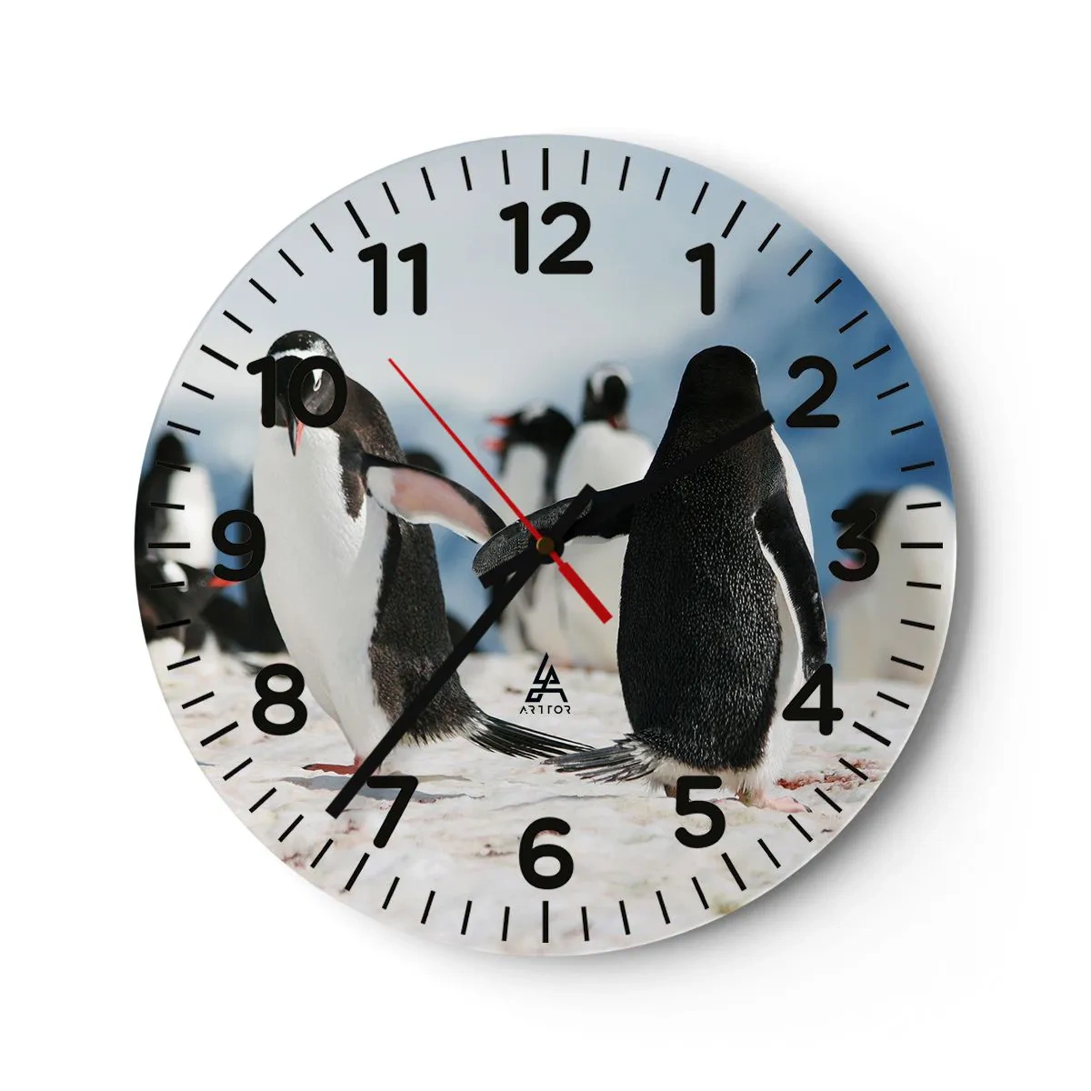 Reloj de pared - Reloj de vidrio - Bailando en la nieve - 30x30 cm