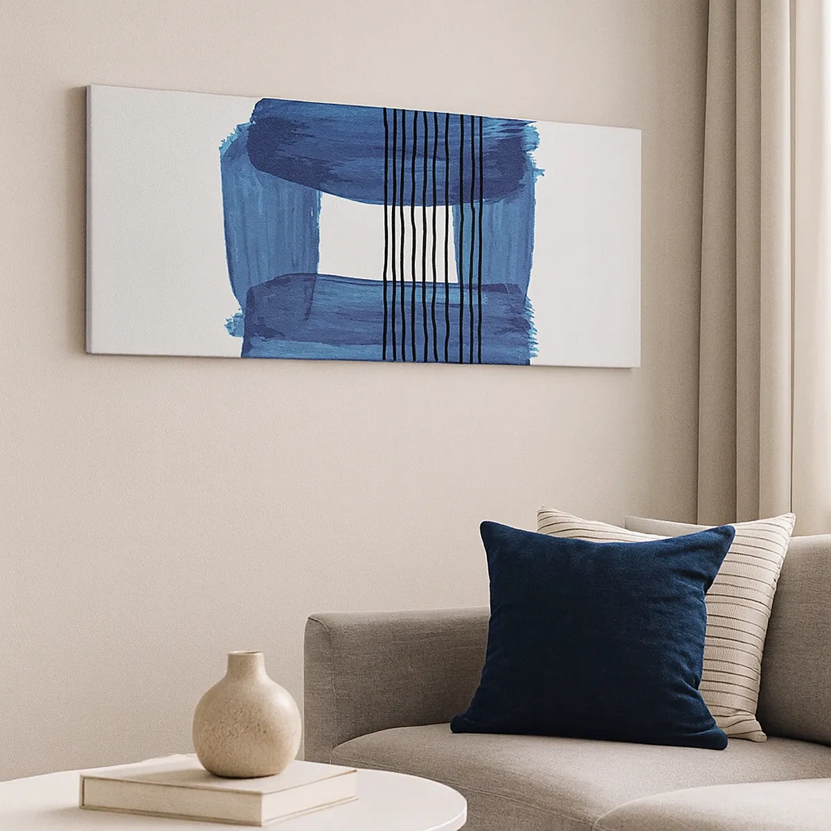 Cuadro sobre lienzo - Impresión de Imagen - Composición azul y negra - 30x30 cm