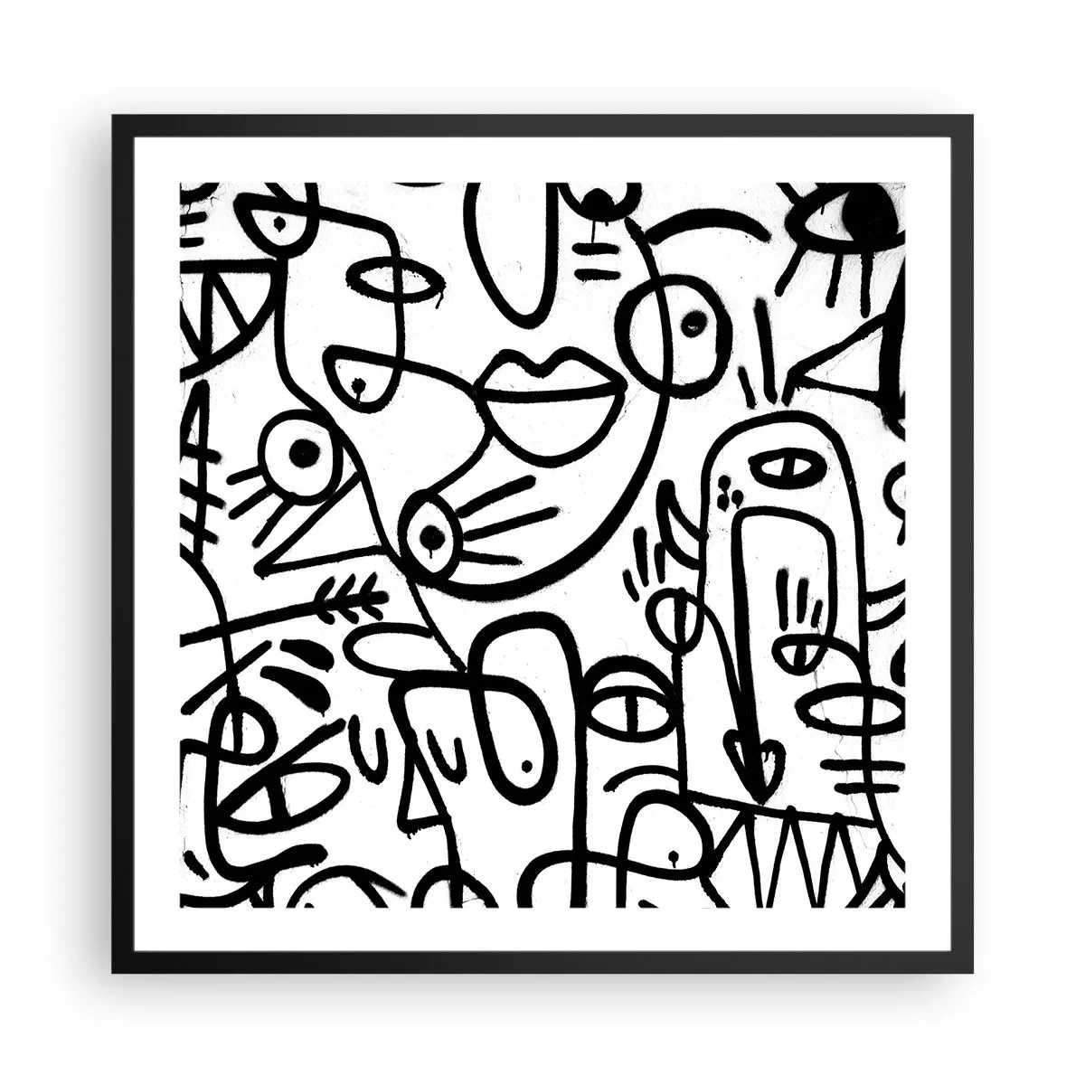 Póster en marco negro - Rostros y espejismos - 60x60 cm