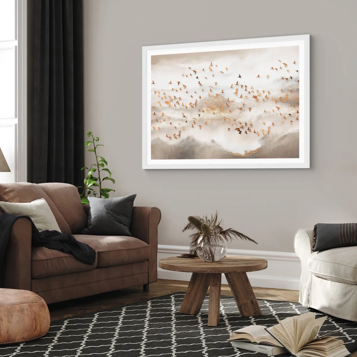 Póster en marco blanco - Es hora... - 100x70 cm